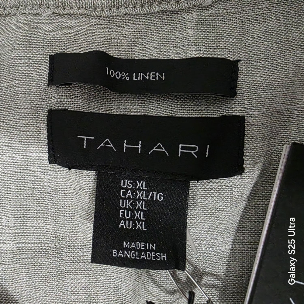Tahari 100 % Linen Midi Shirt Dress XL NWT - Picture 8 of 14